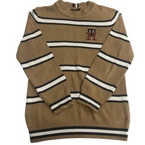 Tommy Hilfiger Monogrammed/Tan Striped Sweater/YOUTH: XL
